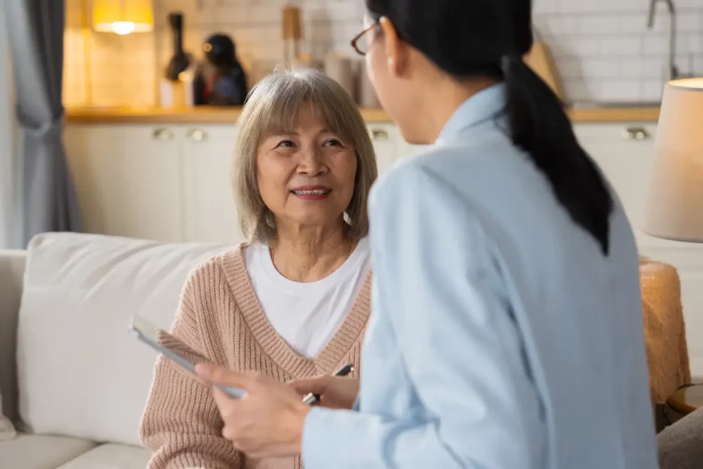 a confinement nanny being interviewed by a mother in Singapore